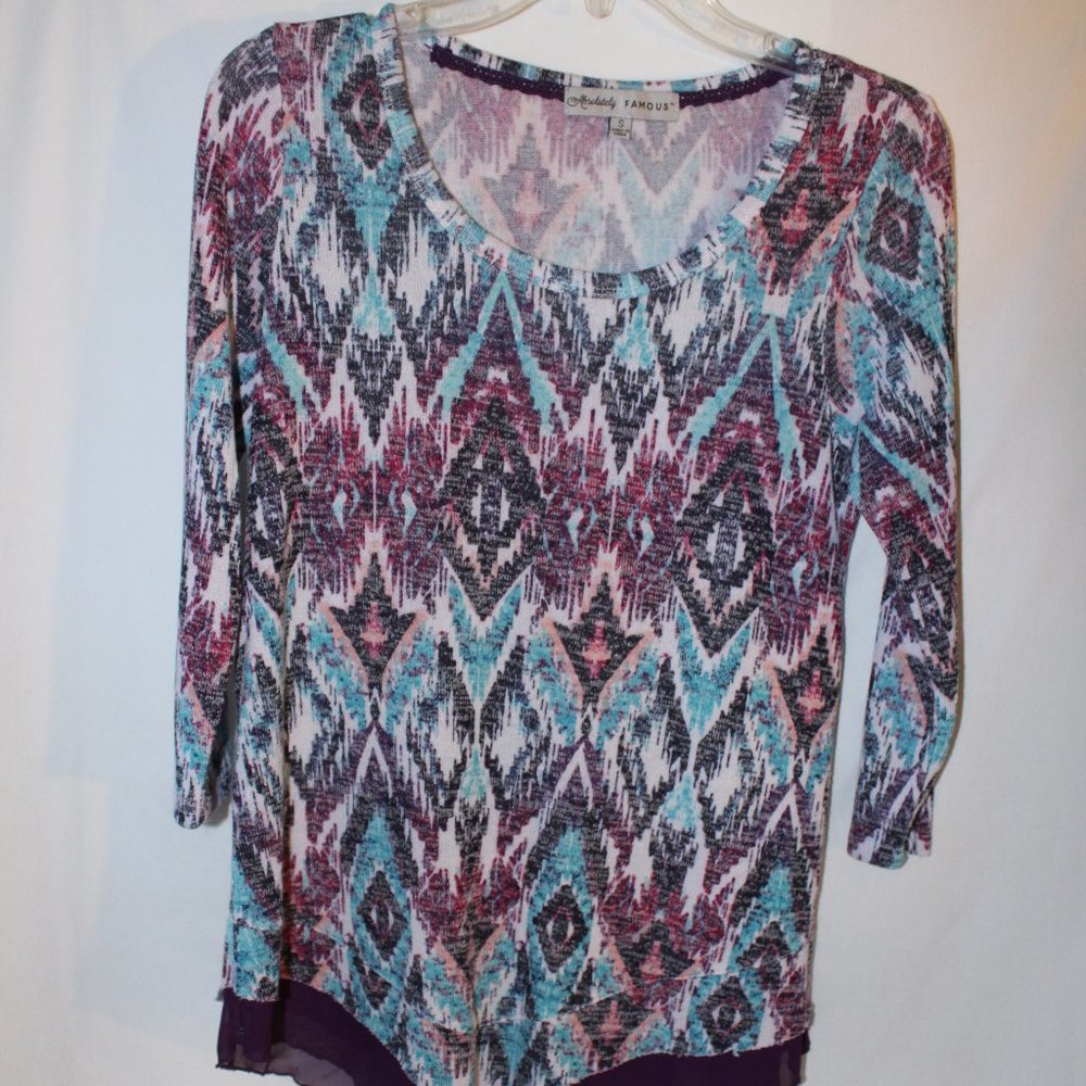 Absolutely Famous Tunic Multi Colored Top Sz S